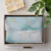 Aqua White Gold Marble Decoupage Tissuepapier (Geschenk)