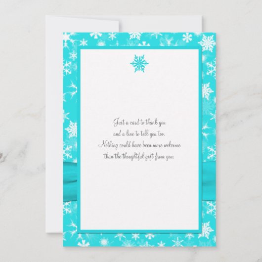 Aqua, White, Grey Snowflakes Hartelijk dank - Flat Kaart (Achterkant)