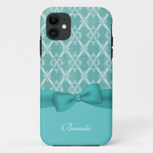   Aqua & White Lattice iPhone 5 Hoesje