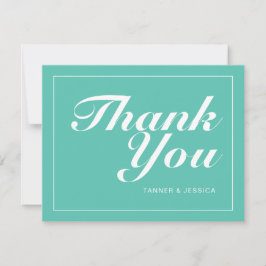 Aqua & White Modern minimalist Wedding Bedankkaart