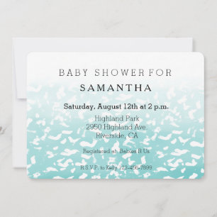  Aqua White Ombre Dierenprint baby shower Kaart
