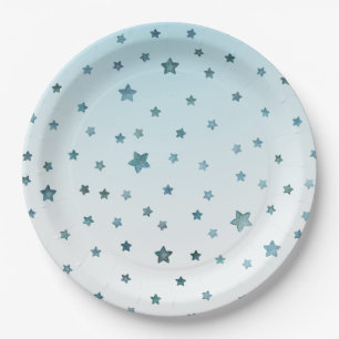 Aqua White Ombre Sterren Papieren Bordje