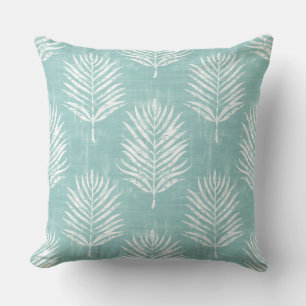 Aqua & White Palm Leaf Sierkussen