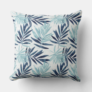 Aqua & White Palm Leaf Sierkussen