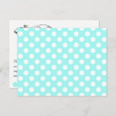 Aqua & White Polka Dot Wedding RSVP Briefkaart (Voorkant / Achterkant)