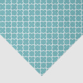 Aqua White Quatrefoil Tissuepapier (Detail)