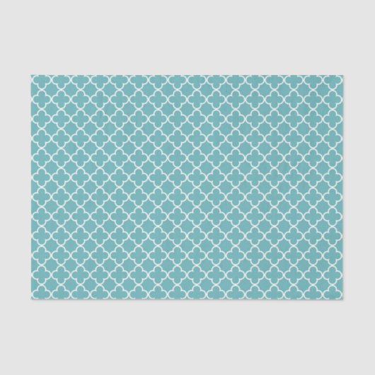 Aqua White Quatrefoil Tissuepapier (Voorkant)