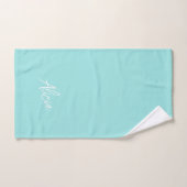Aqua white signature script name gepersonaliseerd bad handdoek (Handdoek)