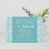 Aqua White Zebra Print baby shower Kaart (Staand voorkant)