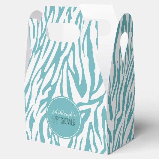 Aqua White Zebra Print Bedankdoosjes (Geopend)
