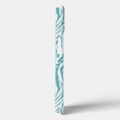 Aqua White Zebra Print Monogram Case-Mate iPhone Case (Achterkant / Rechts)