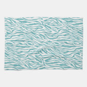 Aqua White Zebra Print Theedoek (Horizontaal)