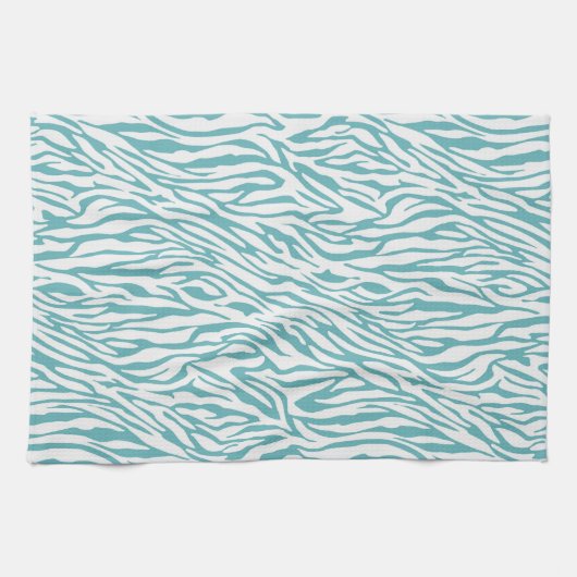 Aqua White Zebra Print Theedoek (Horizontaal)
