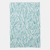 Aqua White Zebra Print Theedoek (Verticaal)