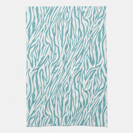 Aqua White Zebra Print Theedoek (Verticaal)