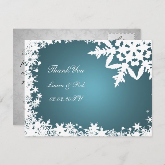 aqua winter bruiloft Hartelijk dank Briefkaart (Voorkant / Achterkant)