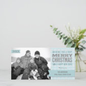 Aqua Winter Plaid Joyeux Carte photo de Noël (Debout devant)