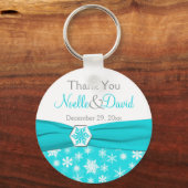 Aqua, Wit, Grijs Snowflake Dank je Sleutelhanger (Voorkant)