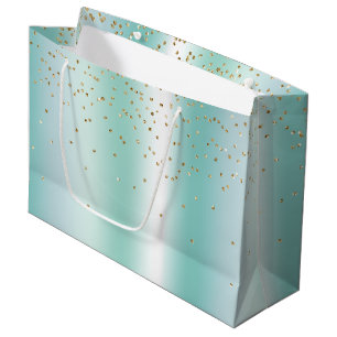 Aqua Wit Mint Goud Confetti Kerstmis Groot Cadeauzakje