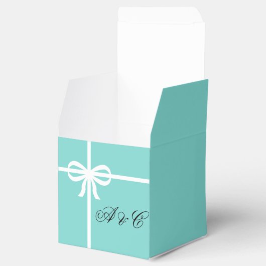 Aqua & Witte Bogen Feestdoos Bedankdoosjes (Geopend)