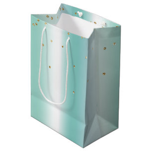Aqua Witte Mint Gouden Confetti Kerstmis Medium Cadeauzakje