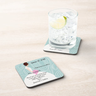 Aqua Wood Grain Pattern Bridesmaid Onderzetters