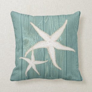  Aqua Wood Pillow van Starfish Cream Kussen