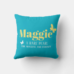 Aqua yellow butterflies Maggie meisjesnaam beteken Kussen