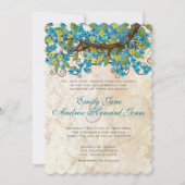Aqua Yellow Cherry Blossom Tea Stain Invitations (Devant)