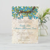 Aqua Yellow Cherry Blossom Tea Stain Invitations (Debout devant)