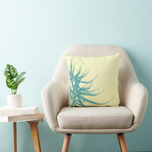 Aqua Yellow en Chartreuse Modern Floral Pillow Kussen