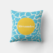 Aqua Yellow Monogram Giraffe Pattern Pillow Kussen (Achterkant)