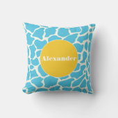 Aqua Yellow Monogram Giraffe Pattern Pillow Kussen (Voorkant)