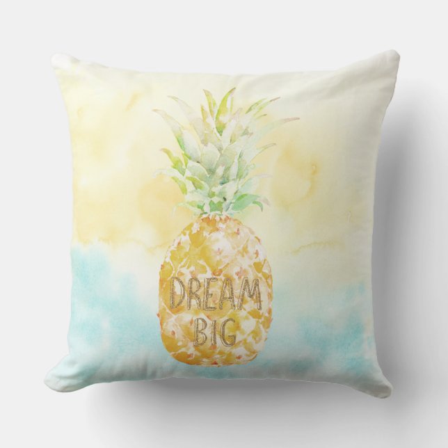 Aqua Yellow Pineapple Gold Dream Kussen (Voorkant)