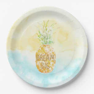 Aqua Yellow Pineapple Gold Dream Papieren Bordje