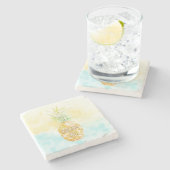 Aqua Yellow Pineapple Gold Dream Stenen Onderzetter (Zijkant)