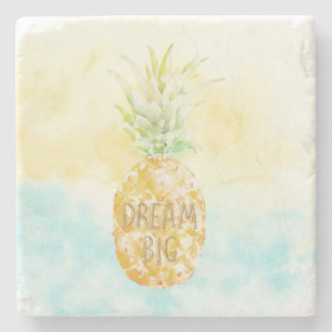 Aqua Yellow Pineapple Gold Dream Stenen Onderzetter