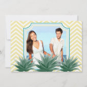 Aqua Yellow Succulent ModernTypography Wedding Kaart (Achterkant)