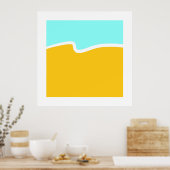 Aqua Yellow Wave Color Block Poster (Keuken)