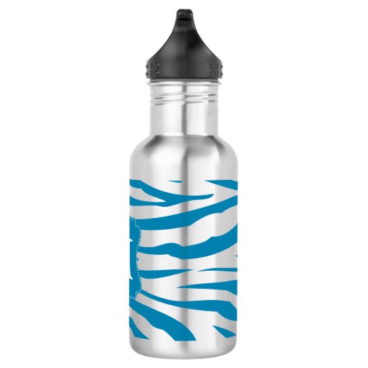 Aqua Zebra print Monogram Waterfles (Rechts)