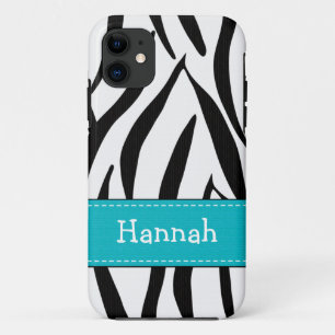 Aqua zebraprint iPhone 11 hoesje