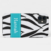 Aqua zebraprint Case-Mate iPhone case (Achterkant (horizontaal))