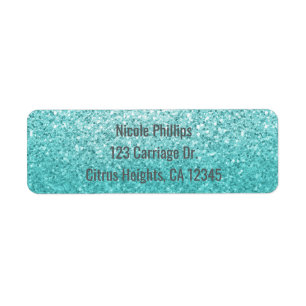 Aqua Zee Blauwe Glitter Sparkle Feest Uitnodiging Etiket