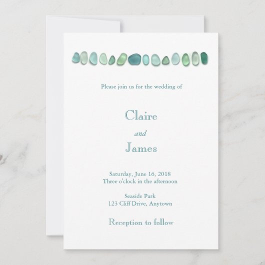 Aqua Zee Glass Wedding Invitation Kaart (Voorkant)