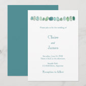 Aqua Zee Glass Wedding Invitation Kaart (Voorkant / Achterkant)
