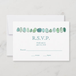 Aqua Zee Glass Wedding RSVP-kaart RSVP Kaartje