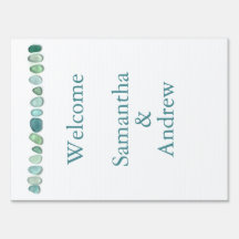 Aqua Zee Glass Yard Sign.