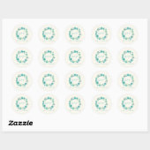 Aqua Zee Green Floral Wreath Personalized Ronde Sticker (Vel)