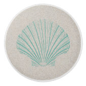 Aqua Zee Shell met Zand Textuur Keramische Knop (Voorkant)