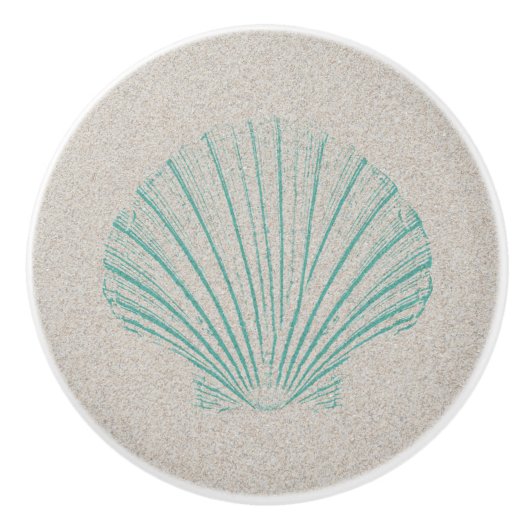 Aqua Zee Shell met Zand Textuur Keramische Knop (Voorkant)